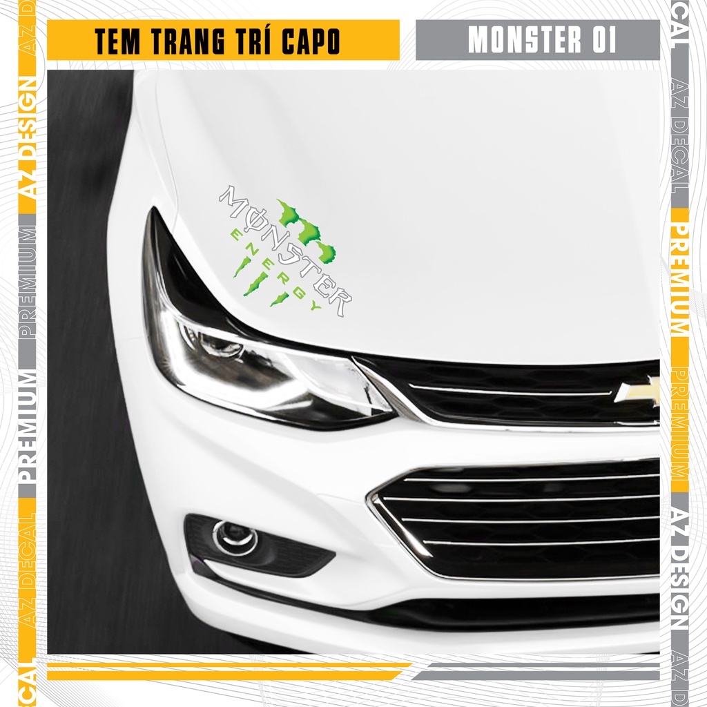 Tem Dán Capo Mẫu Monster Dán Mọi Dòng Xe Ô Tô | CP07 | Decal In Nổi Trang Trí Ô Tô Độ Bền Cao, Dễ Sử Dụng Tại Nhà