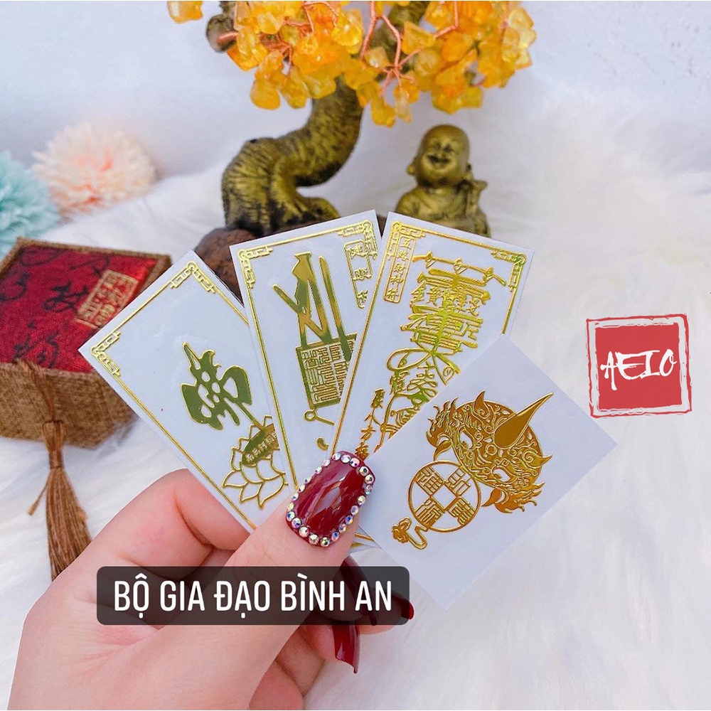 Bộ 4 Miếng Dán Linh Phù Gia Đạo Bình An ☯️ Linh Phù Dán Điện Thoại Phong Thủy