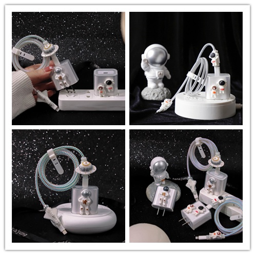 Vỏ bọc bảo vệ đầu dây cáp sạc mềm trong suốt họa tiết hoạt hình xinh xắn cho  18W/20W