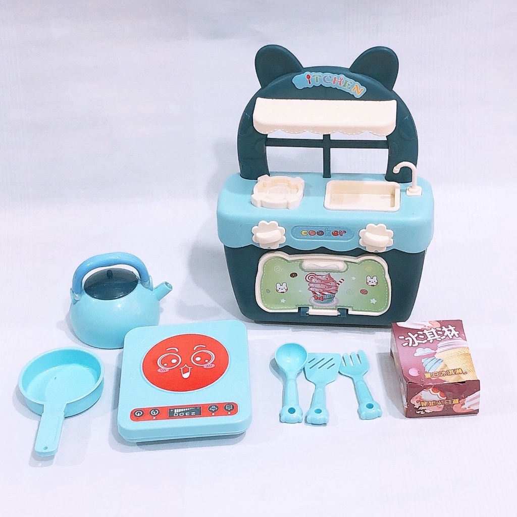 [Chọn màu - Nhựa Tốt] Túi đồ chơi nấu ăn có kệ bếp kèm bếp từ, ấm nước, chảo đẹp, dễ thương32581
