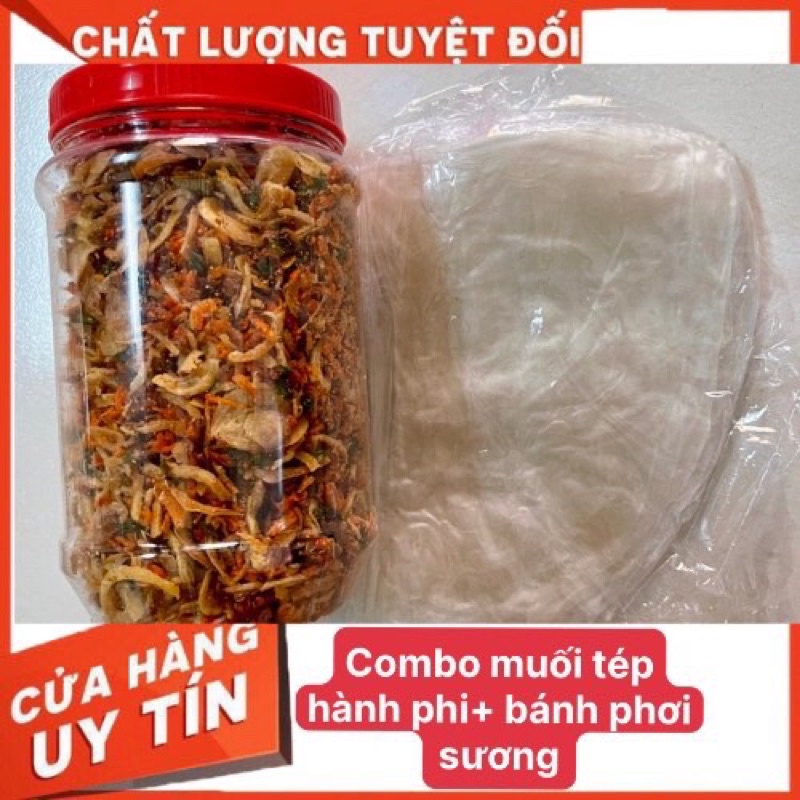 Combo 200g muối tép hành phi + 100g bánh tráng phơi sương loại 1 !!!- Thế Giới Bánh Tráng