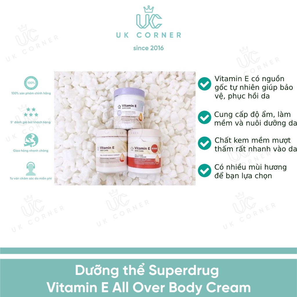 [Bill UK] Dưỡng thể mềm mịn Superdrug Vitamin E All Over Body Cream