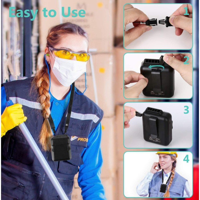 Quạt Mini đeo cổ, quạt tích điện - Mini Cầm Tay Đeo thắt lưng pin 4000mah có cổng sạc ĐT rất tiện lợi | BigBuy360 - bigbuy360.vn