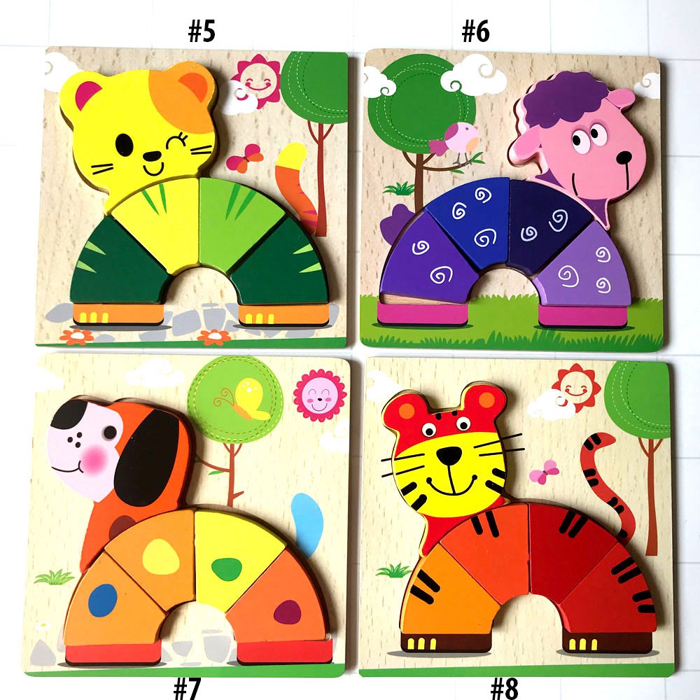 Combo 10 Tranh Ghép Gỗ Đồ Chơi Gỗ Dành Cho Bé 2 Tuổi Trở Lên Puzzle