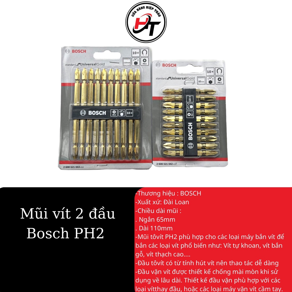 Mũi vít đầu bắn vít vặn bake ph2 nam châm từ tính Bosch Chính Hãng DTV-BOSCH
