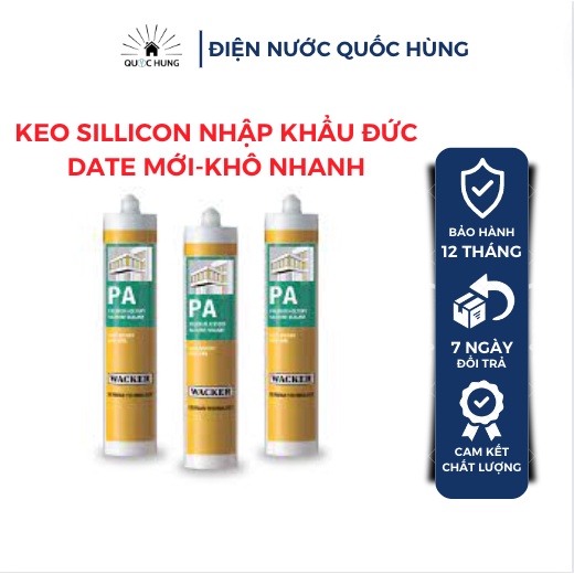 Keo Silicone Wacker PA hàng nhập khẩu Đức,dùng cho nhôm kính,Date mới,tặng đầu xịt keo-Điện Nước Quốc Hùng