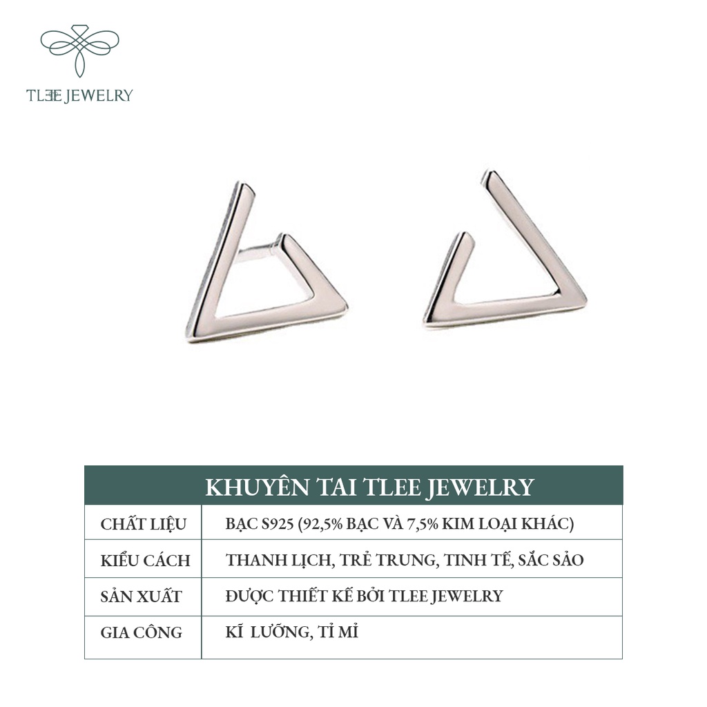Khuyên tai bạc nữ Tlee basic tai tam giác mở basic cá tính NCJ B0140