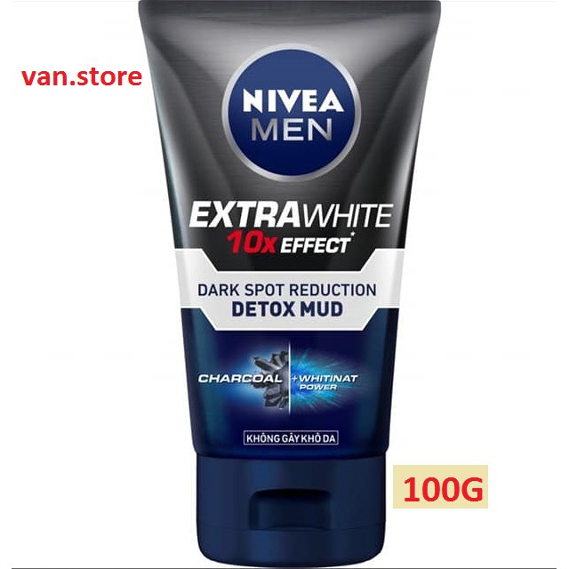 Sữa Rửa Mặt NIVEA MEN Detox Mud Giúp Sáng Da & Mờ Thâm Mụn (100g) - Mẫu Mới