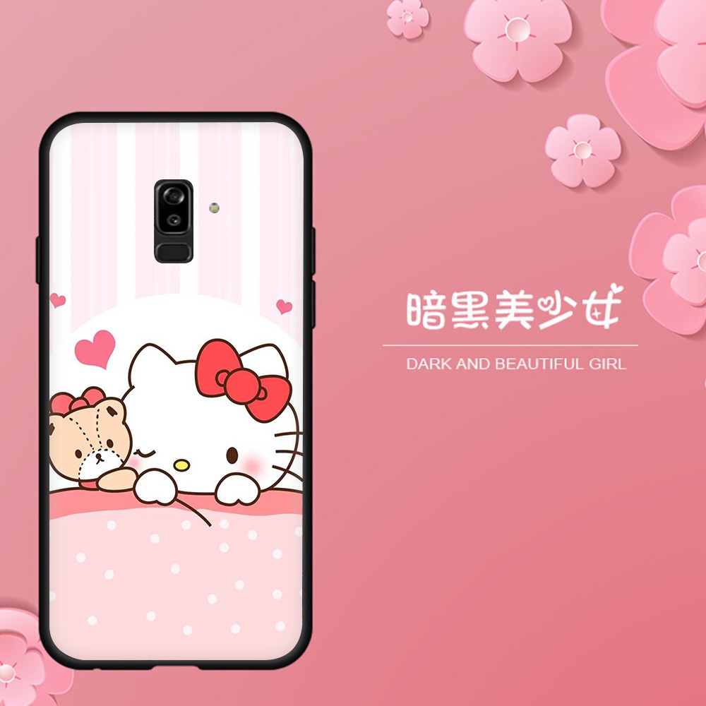 Ốp điện thoại TPU silicone màu đen in hình hello kitty chống rơi vỡ cho Samsung Galaxy J2 J5 J7 Prime J7 Core J7 Pro