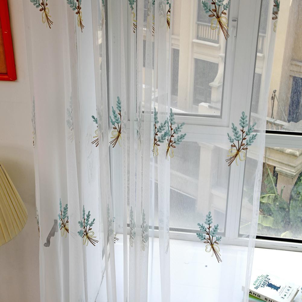 Rèm cửa vải voan 2m họa tiết hoa hướng dương trang nhã