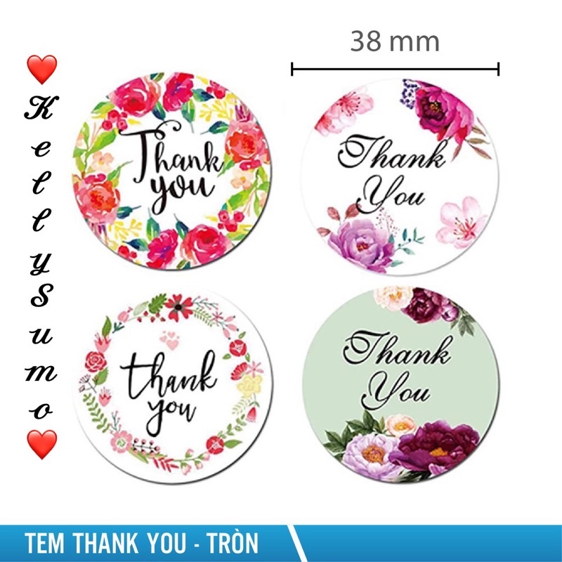 Set 50 Sticker chữ THANK YOU size lớn 38mm cực xinh