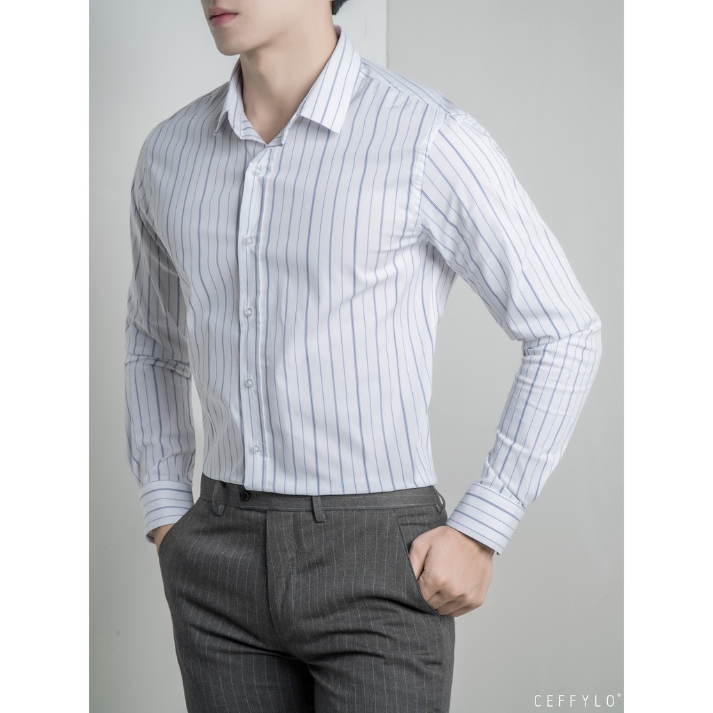 Áo Sơmi Kẻ CEFFYLO 2 Vải Cotton Cao Cấp Co Giãn Nhẹ 3 Màu | BigBuy360 - bigbuy360.vn