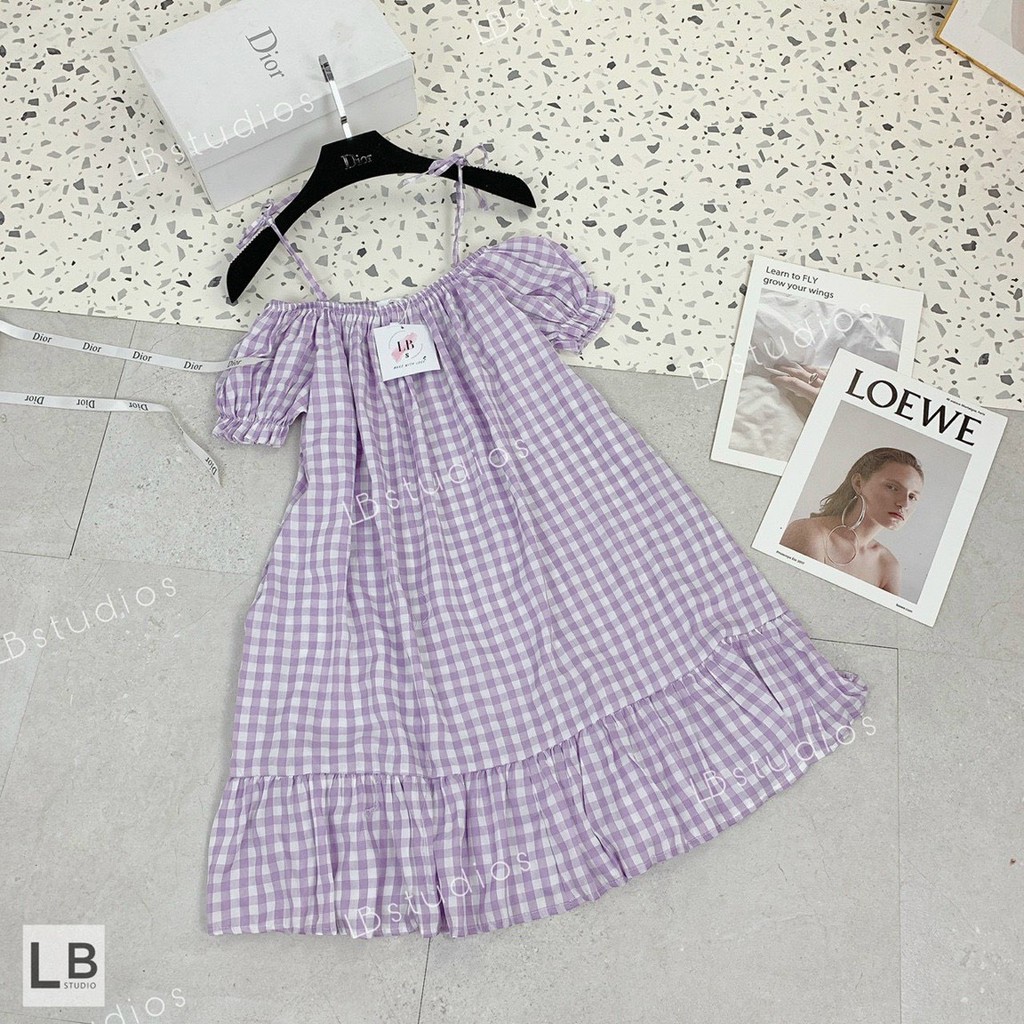 VH100X625 Váy kẻ thô đũi trễ vao dáng baby doll SM