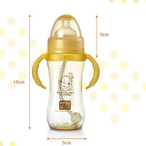 Bình sữa PPSU cổ rộng có tay cầm ku.ku duckbill ku5845 280ml