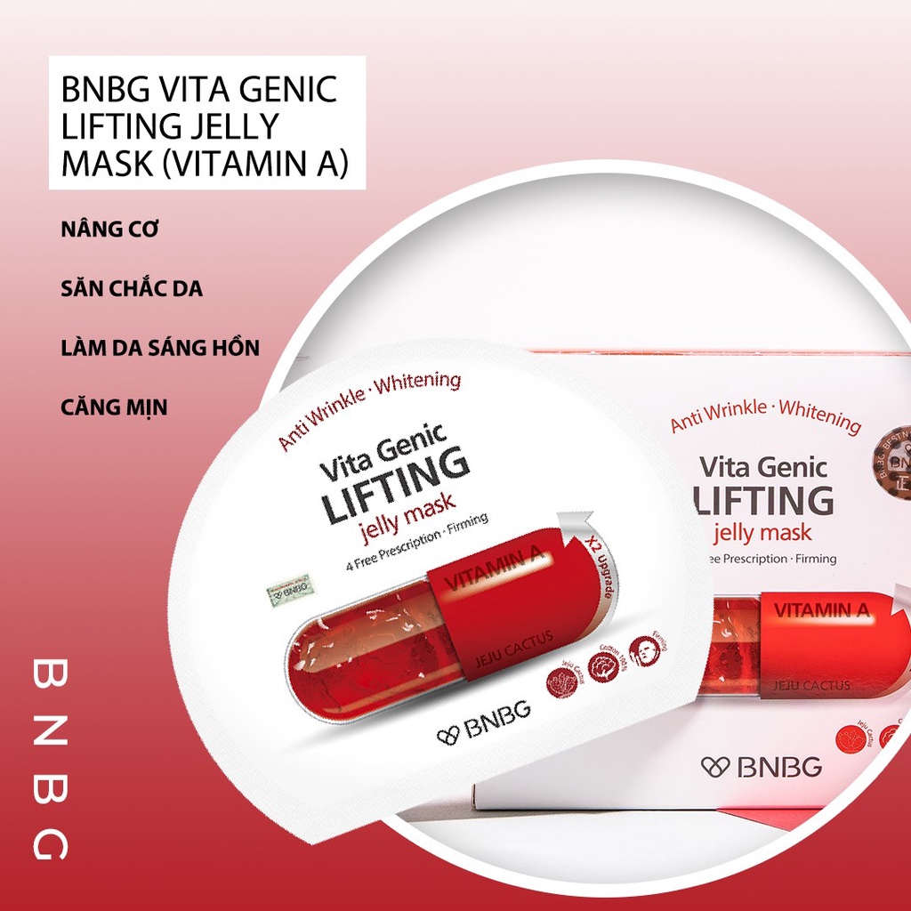 Mặt Nạ BNBG Đỏ [MIẾNG LẺ] Vita Genic Lifting Jelly Mask Chống Lão Hóa Nâng Cơ Dưỡng Sáng Và Đều Màu Da NHẬP KHẨU