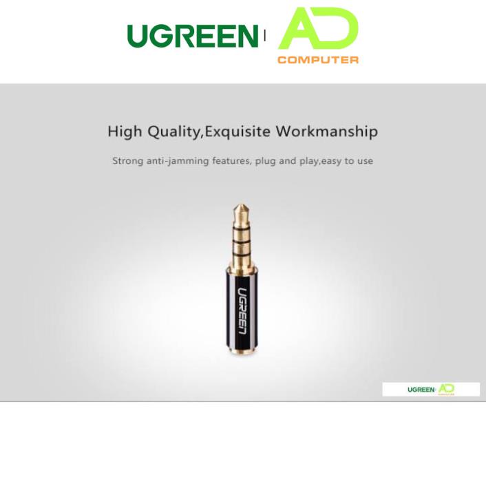 Đầu chuyển đổi 2.5mm cái (có lỗ) sang 3.5mm đực dài 25mm UGREEN 20502 (Đen)