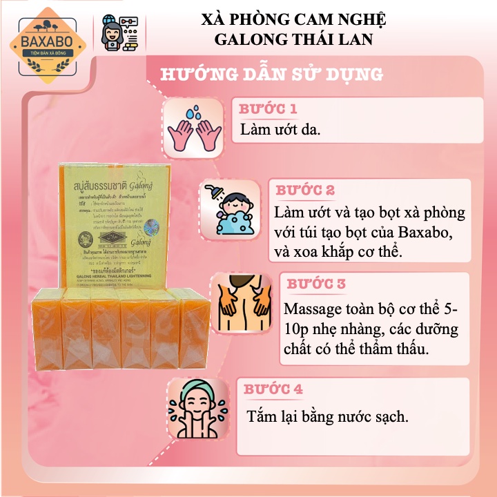 01 LỐC XÀ PHÒNG CAM NGHỆ GIẢM MỤN MỜ THÂM GALONG THÁI LAN  / XÀ PHÒNG NGHÊ CAM THÁI LAN