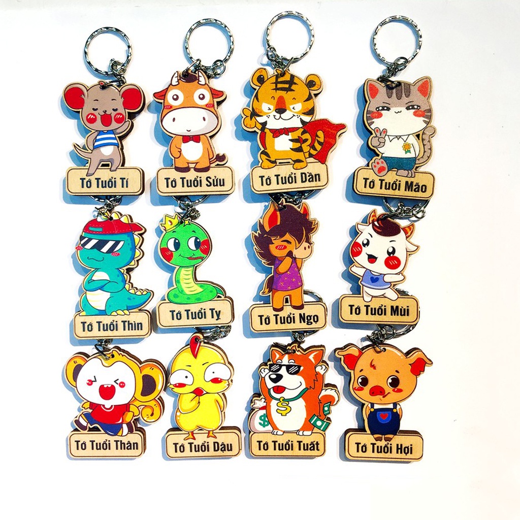 Móc khóa gỗ 12 con giáp Danbo Printcre8