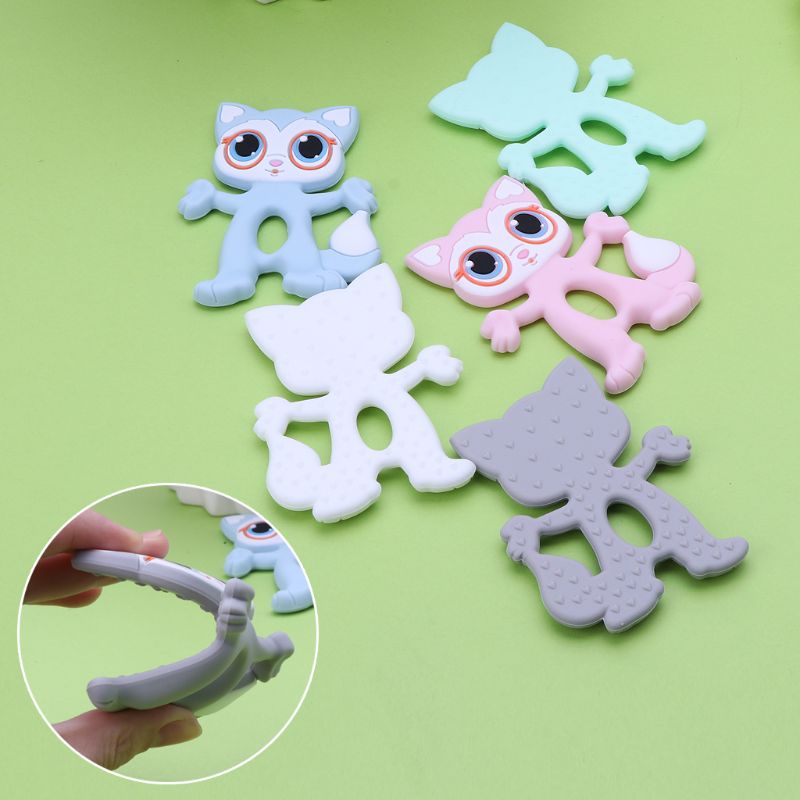 Đồ Chơi Ngậm Mọc Răng Giảm Đau Hình Mèo Hoạt Hình Bằng Silicone Dành Cho Trẻ Sơ Sinh