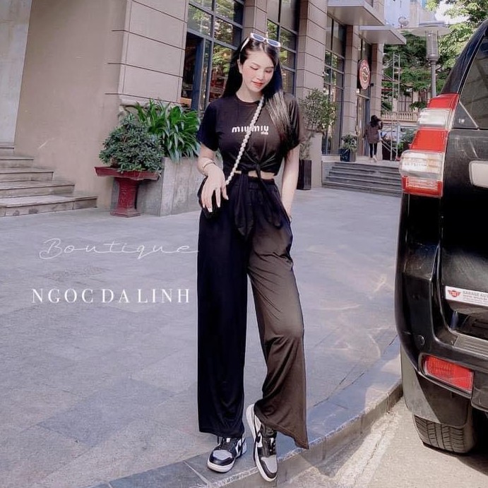 Set đồ nữ cá tính, set quần dài áo thun đi chơi sang chảnh mùa hè đẹp 8A00172 | BigBuy360 - bigbuy360.vn