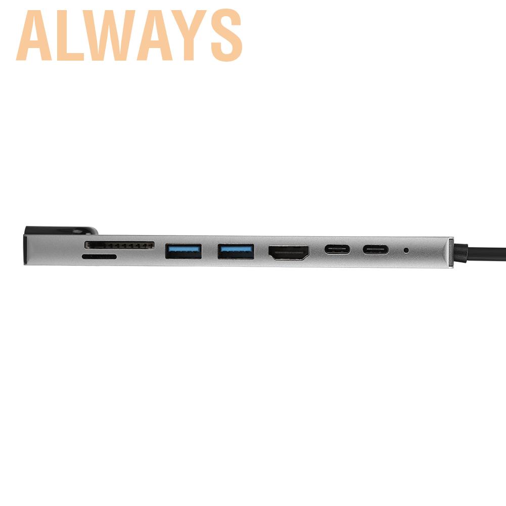 Alwaysonline USB-C to Type-C Hub Adapter 8-in-1 Adaptor Dock Station HDMI RJ45 Ethernet