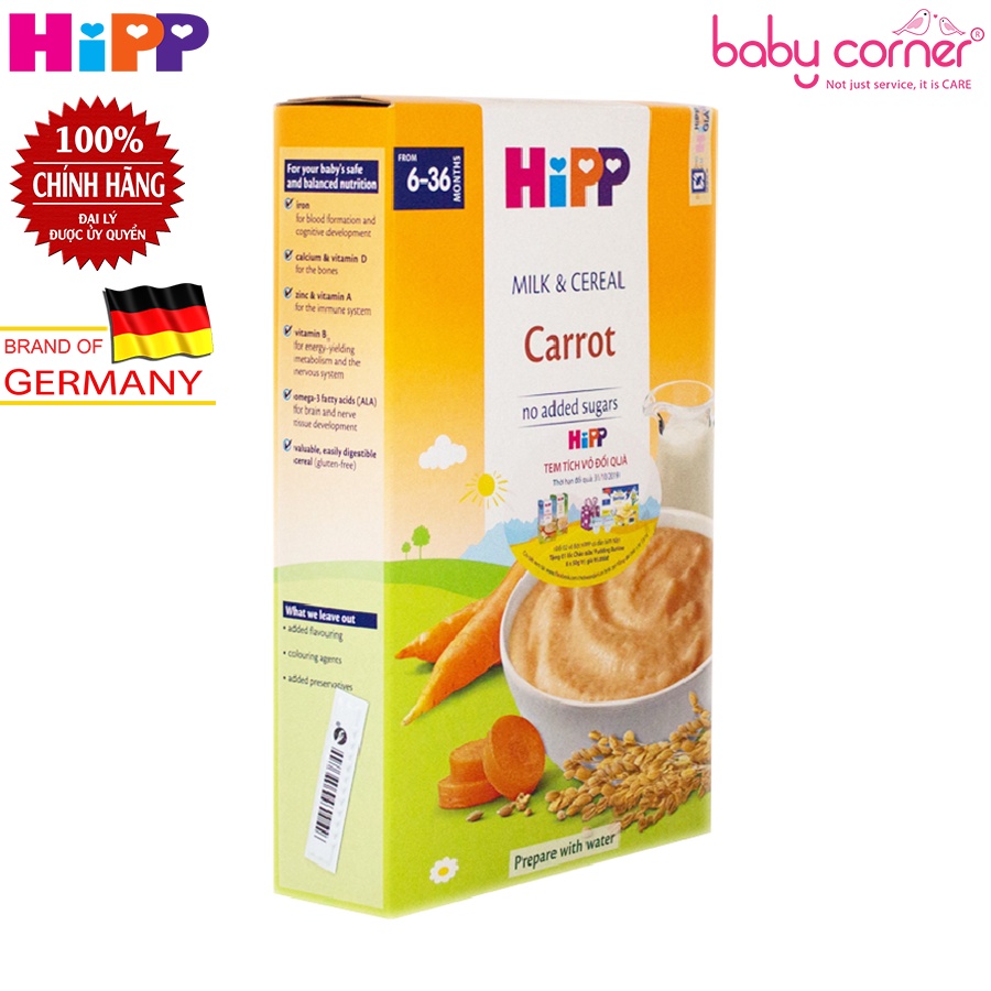 [Combo 2 Hộp] Bột Ăn Dặm Rau Củ Và Dinh Dưỡng HiPP Cà Rốt Cho Bé 250g