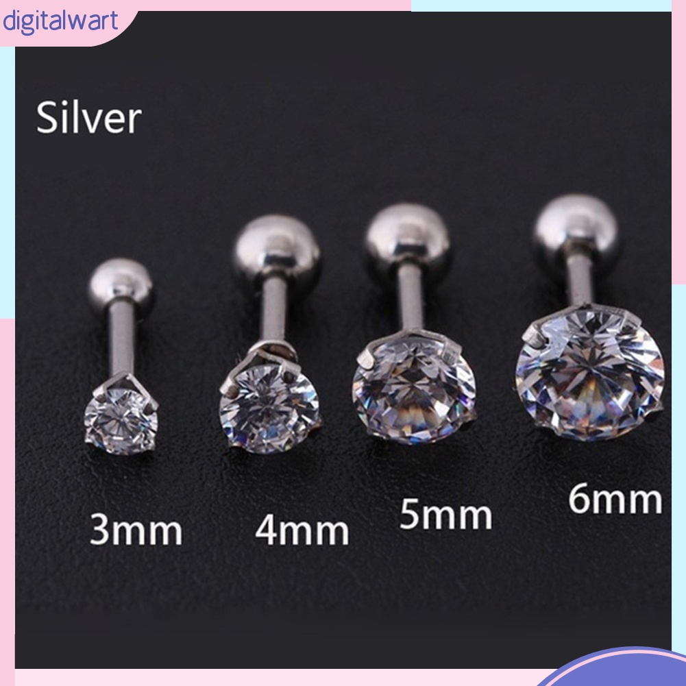 Bông tai thép titan đính đá zircon thời trang cho nam nữ