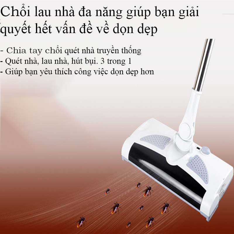 Chổi lau nhà, chổi lau nhà hút bụi đa năng, lau quét, hút bụi tự động 3 trong 1 xoay 360 độ - Bảo hành 12 tháng