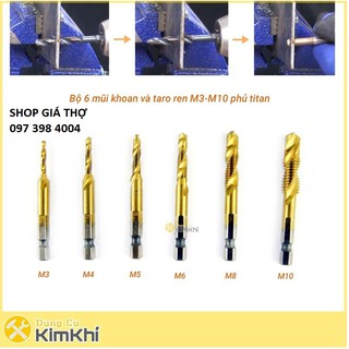 Bộ 6 mũi khoan taro ren Titan
