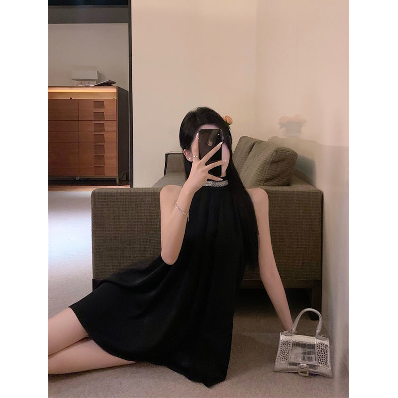 Đầm Chiffon Đen Trễ Vai Dáng Rộng Xếp Ly Thời Trang Mùa Hè 2022 Cho Nữ