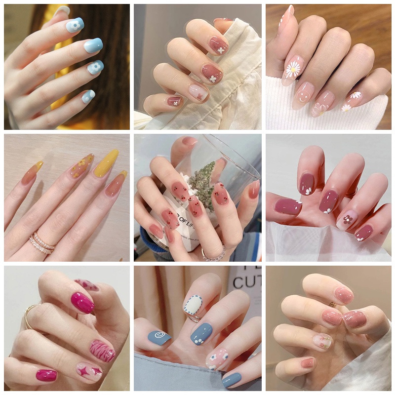 [Hàng mới về] Hộp 24 Móng Tay Giả R201-R250 Che Phủ Hoàn Toàn Kèm Keo Dán Trang Trí Nghệ Thuật