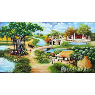 Tranh dán tường 3D đồng quê kt cao 1.2m x ngang 2.2m có keo sẵn bóc ra dán
