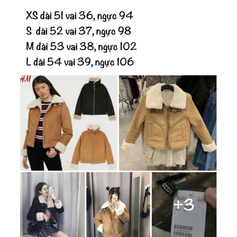 Áo da lộn lót lông HM