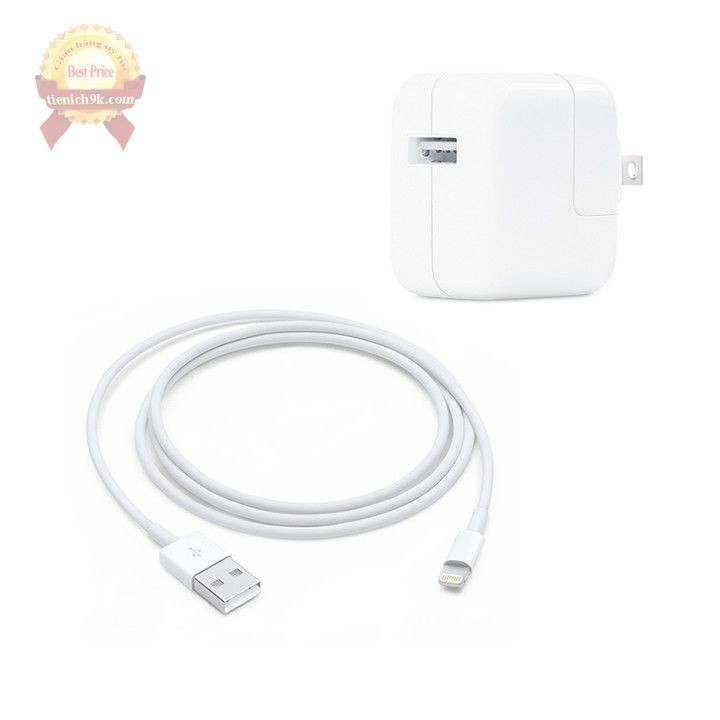 Bộ sạc cáp ipad 10W foxconn IC bảo vệ cao cấp cho củ iphone đời cao Adapter và dây cable lightning FullBox – Bh 12th