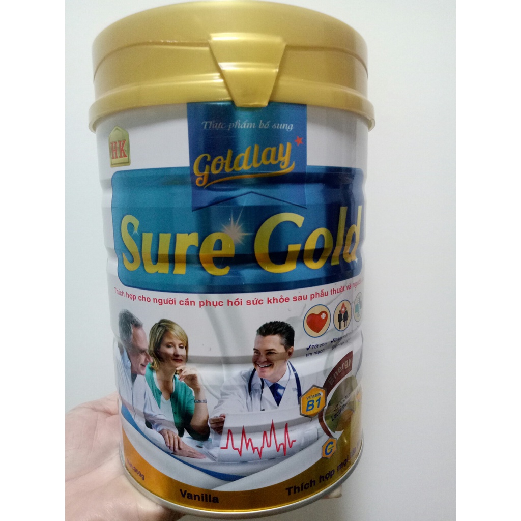 Sữa phục hồi sức khỏe Goldlay sure gold 900g dành cho người già yếu, người bệnh, ốm và ăn uống kém