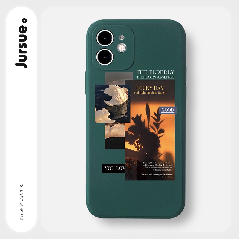 Ốp lưng JURSUE mềm chống bẩn ngộ nghĩnh cho iPhone 13 12 11 Pro Max SE 2020 X XR XS 8 7 ip 6S 6 Plus Y2030