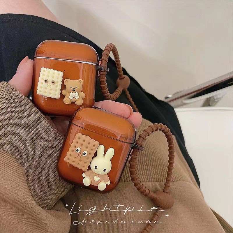 Vỏ ốp case bảo vệ bao đựng tai nghe không dây bluetooth gắn charm gấu kẹo 1/2/3/Pro/i12/i9/i7/tws