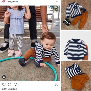 BỘ H&M mỏ neo kẻ quần cam