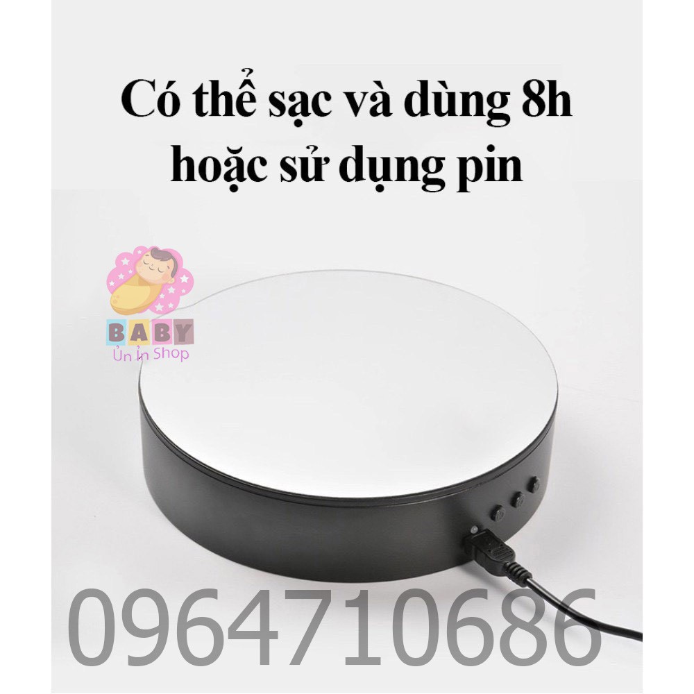 ĐẾ XOAY TỰ ĐỘNG 360 ĐỘ ĐƯỜNG KÍNH 20CM CHỊU LỰC 3KG HỖ TRỢ CHỤP ẢNH SẢN PHẨM - SẠC USB - BẢO HÀNH CHÍNH HÃNG