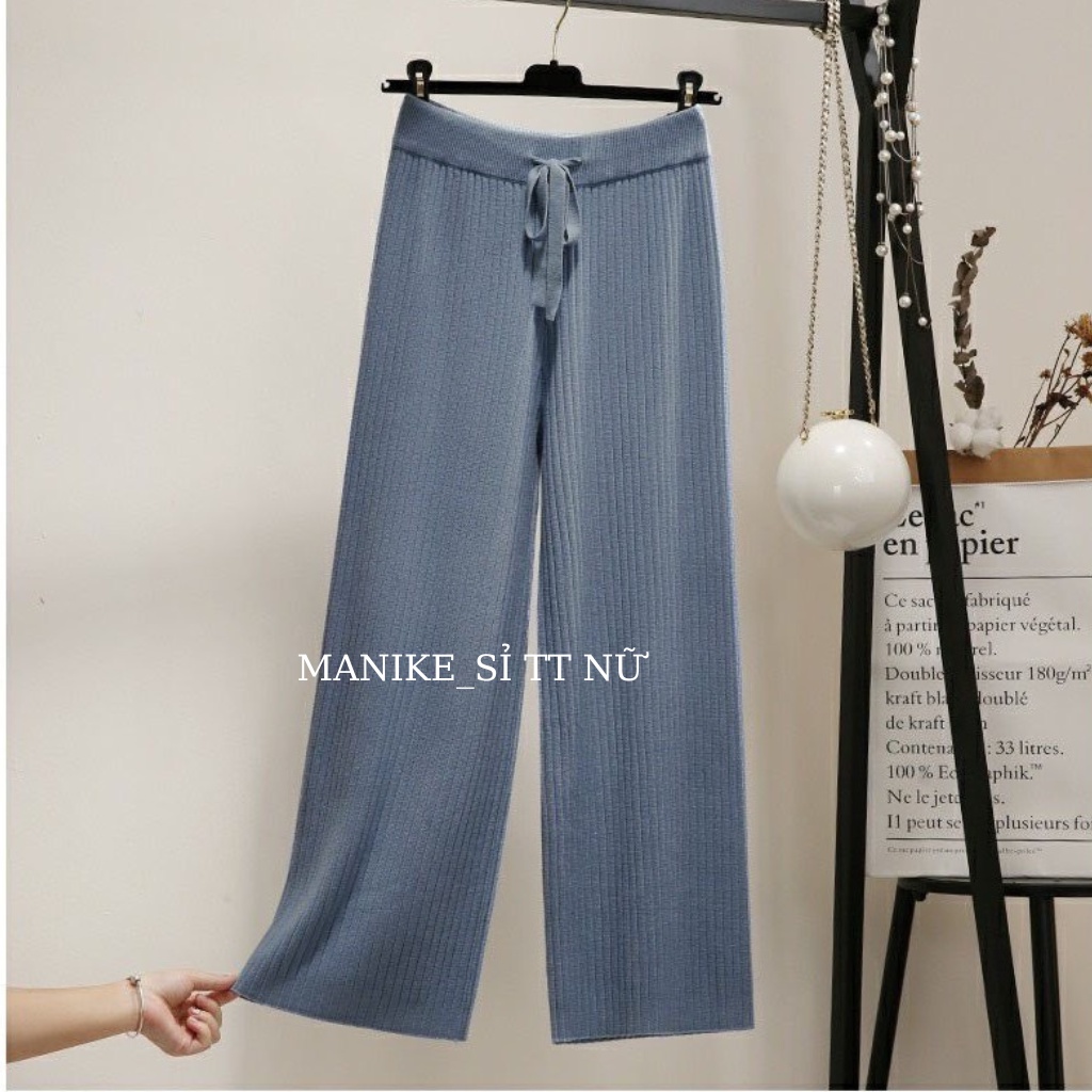 Quần Len Tăm Suông Manike Bigsize Ống Rộng Cạp Chun