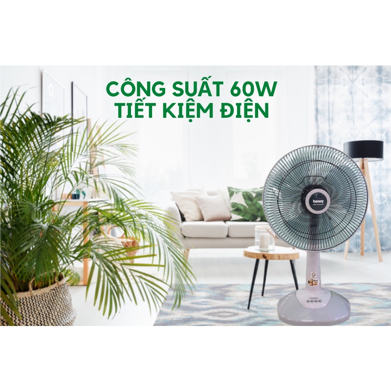 Quạt Bàn Benny BFT-46 - Màu Xám - Hàng Chính Hãng - BFT46 / GY / 60W / Cánh 40cm
