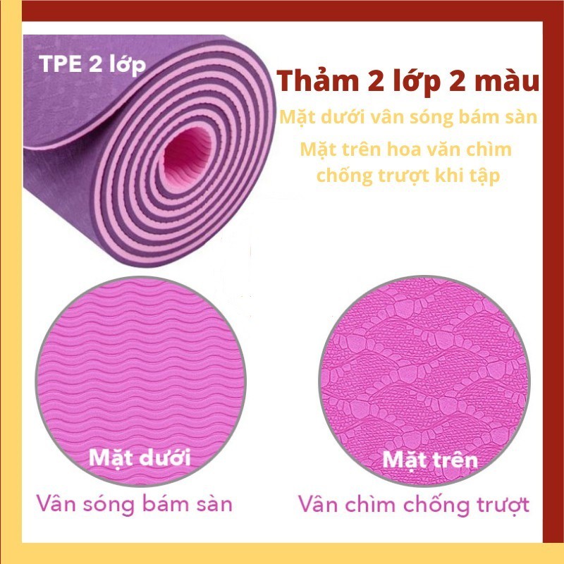 THẢM YOGA ❤️FREESHIP❤️THẢM TẬP YOGA TPE 2 LỚP 6mm siêu hịn