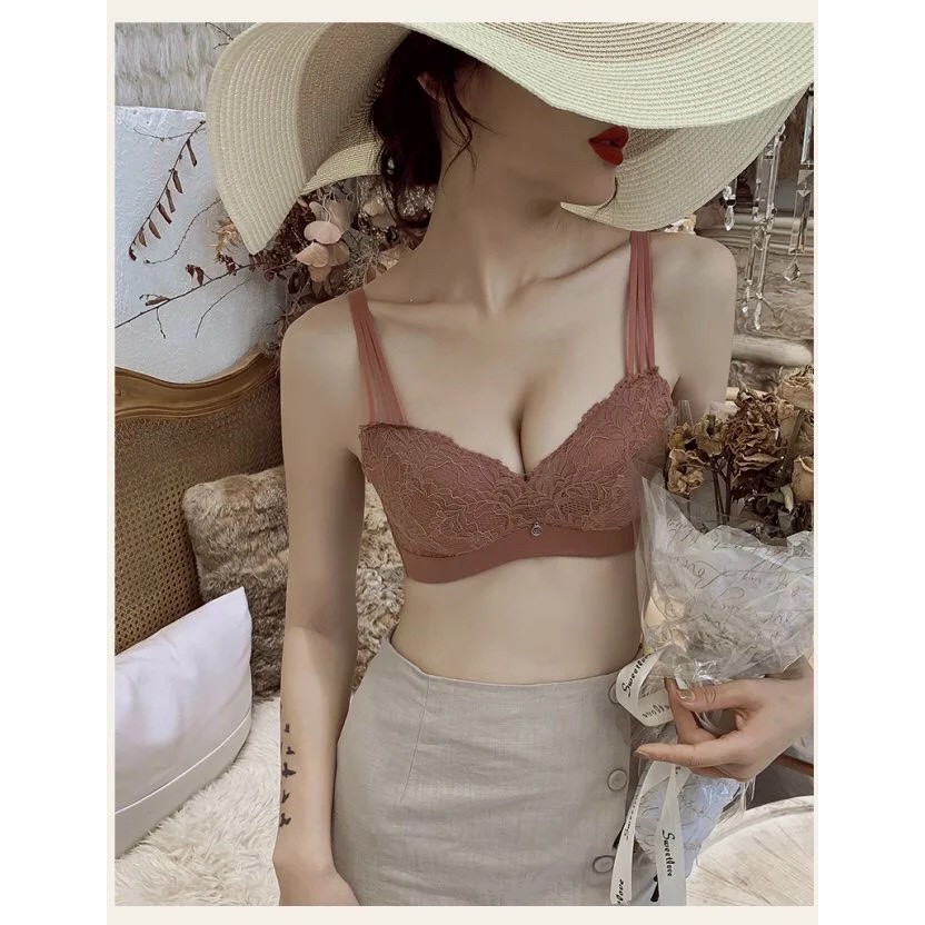 Áo ngực ko gọng phối ren có lỗ thông hơi đệm dày vừa siêu nâng 500
