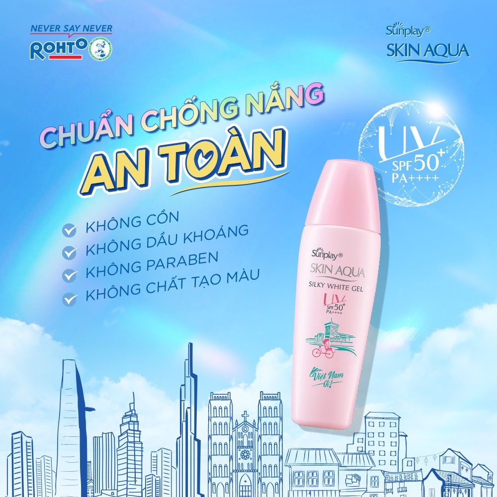 Kem Chống Nắng Skin Aqua Hồng Dưỡng Trắng Sáng Da Silky Milk Kcn Sunplay Nhật Bản Vitamin C &amp; Hyalunoric Acid Rohto Dezy