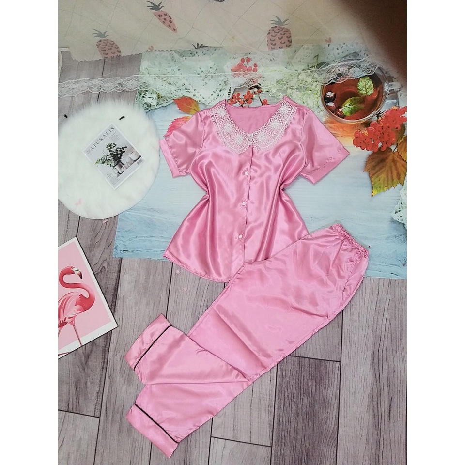 Đồ Bộ Pijama Tay Ngắn Quần Dài Vải Phi Lụa Loại 1 Siêu Mịn Đẹp