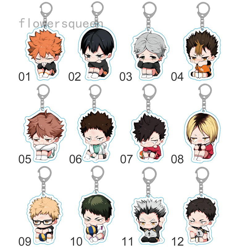 Flowersqueen Móc khóa acrylic hình nhân vật Haikyuu đáng yêu