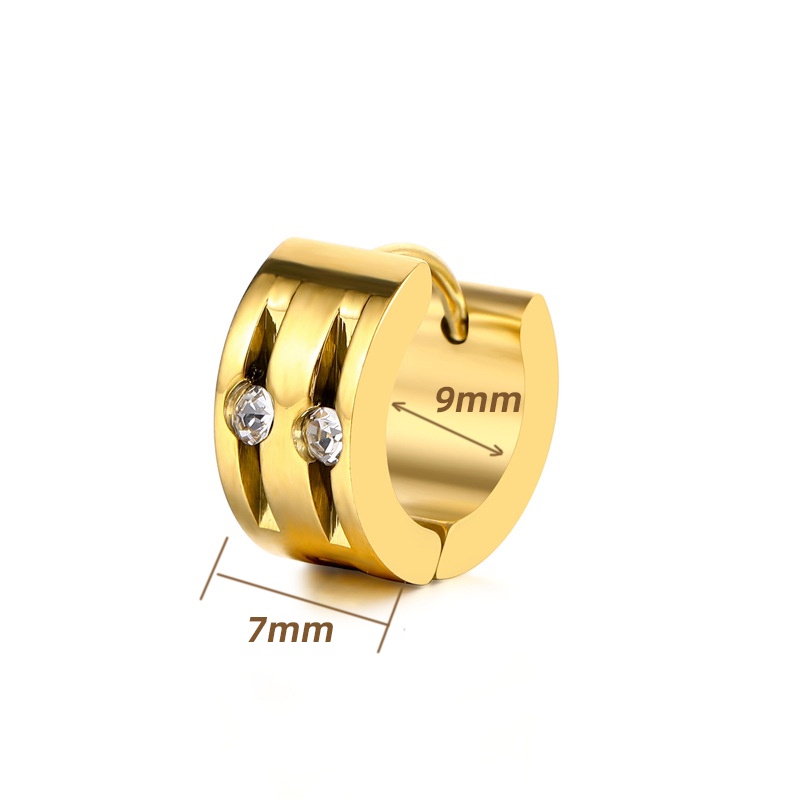Khuyên Tai Tròn Bằng Thép Titanium Đính Kim Cương Thời Trang Đơn Giản Phong Cách Hàn Quốc Unisex