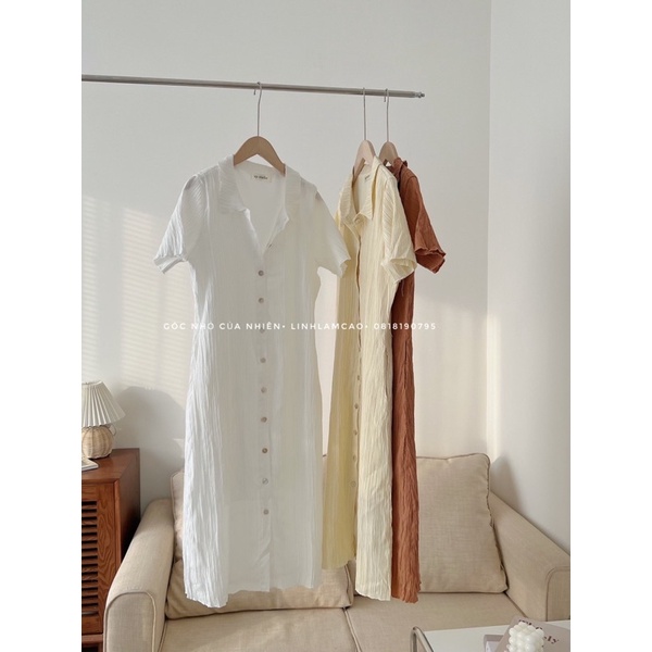 Váy Đầm Nữ Polo Cổ Đức Dáng Dài Chất Tăm Cúc Dọc