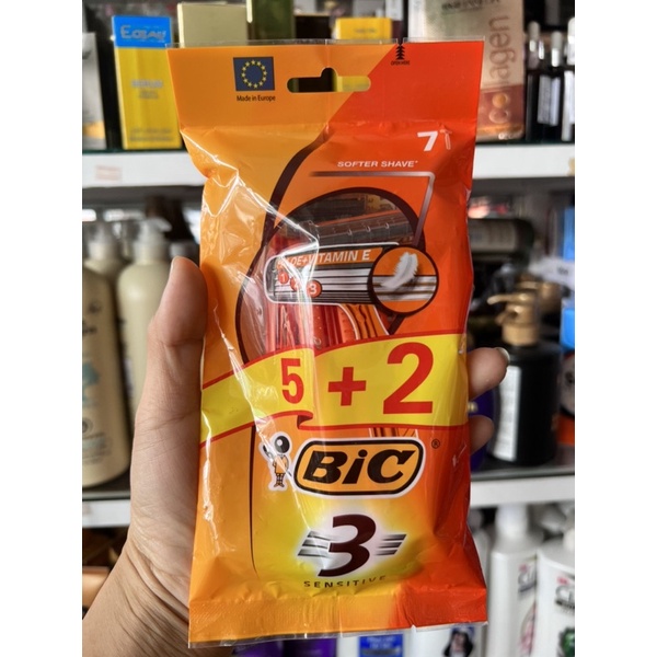 cơm bo 1 bịch 7cây dao cạo Bic 3 lưỡi kép lưỡi thép cán nhựa siêu bén dễ dàng thao tác khi cạo dâu hoạc sử dụng đa năng