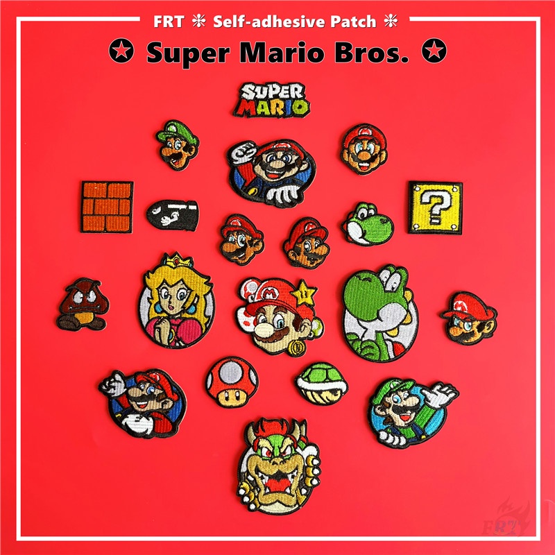 ☸ Super Mario Bros. Miếng Dán Tự Dính Chất Lượng Cao ☸ 1 Miếng Dán Ủi Trang Trí Quần Áo Hình Huy Hiệu
